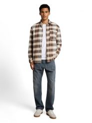 Tom Tailor Denim koszula flanelowa Mężczyźni Comfort Fit Bawełna (100%) biały|brązowy|szary, S. Białe koszule męskie TOM TAILOR DENIM, m, bez wzorów, z bawełny, bez kołnierzyka, bez ramiączek. Za 199.95 zł.