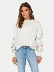 ONLY Bluza Brooke 15216364 Biały Regular Fit. Białe bluzy damskie ONLY, l, bez wzorów, z bawełny, bez ramiączek, bez kaptura. Za 129.99 zł.