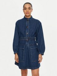Weekend Max Mara Sukienka jeansowa Euro 2515221021 Granatowy Relaxed Fit. Niebieskie sukienki damskie Weekend Max Mara, bez wzorów, z bawełny, bez kołnierzyka, bez ramiączek. Za 679.99 zł.
