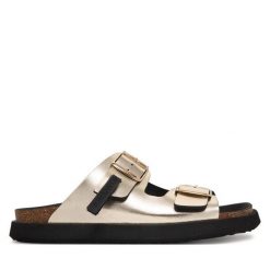 Klapki D.Franklin. Żółte klapki damskie D.Franklin, bez wzorów, bez obcasa, bez zapięcia. Za 399.99 zł.