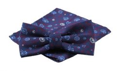 Mucha Męska z Poszetką, Granatowo-Czerwona w Róże, Kwiatki - Alties. Czerwone krawaty i muchy Alties, bez wzorów, eleganckie. Za 54.00 zł.