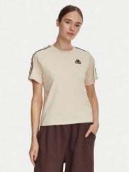 Kappa T-Shirt 371U6WW Beżowy Regular Fit. Brązowe t-shirty damskie Kappa, s, bez wzorów, z bawełny, bez kołnierzyka, bez ramiączek. Za 79.99 zł.