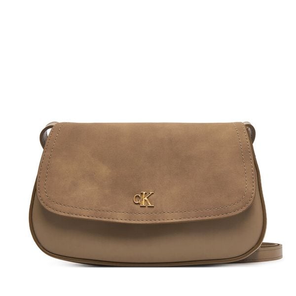 Torebka Calvin Klein. Brązowe listonoszki damskie Calvin Klein, bez wzorów, bez dodatków. Za 409.99 zł.