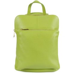 Plecak skórzany torebka 2w1 Vera Pelle S40 limonkowy. Plecaki damskie bez wzorów, ze skóry, eleganckie. Za 249.99 zł.