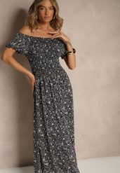 Czarna Kwiatowa Sukienka z Bufiastymi Rękawami Lumorelle. Czarne sukienki damskie Renee, na co dzień, m, bez wzorów, eleganckie, bez kołnierzyka, bez ramiączek, maxi. Za 49.99 zł.