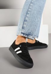 Czarne Sneakersy Klasyczne Tenisówki ze Skóry Naturalnej Alotia. Czarne trampki i tenisówki damskie Renee, bez wzorów, z jeansu, bez zapięcia. Za 159.99 zł.