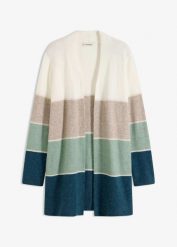 Długi sweter rozpinany. Brązowe kardigany damskie bonprix, bez wzorów, bez kołnierzyka. Za 149.99 zł.