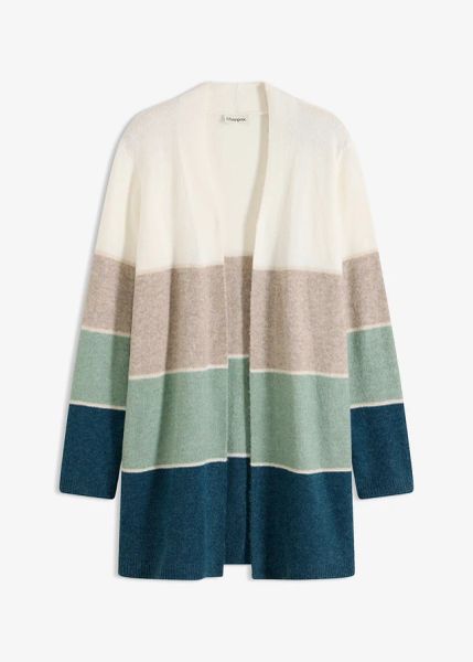 Długi sweter rozpinany. Brązowe kardigany damskie bonprix, bez wzorów, bez kołnierzyka. Za 149.99 zł.