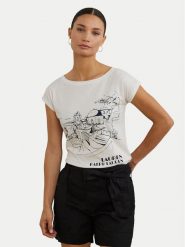 LAUREN RALPH LAUREN T-Shirt 200971072002 Biały Relaxed Fit. Białe t-shirty damskie Lauren Ralph Lauren, m, bez wzorów, bez kołnierzyka, bez ramiączek. Za 399.99 zł.