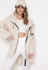 Jasnobeżowa Kurtka Oversize Wiatrówka z Kapturem Lafise. Brązowe kurtki damskie Born2be, l, bez wzorów, z kapturem. Za 109.99 zł.