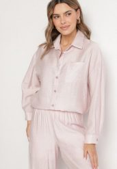 Jasnoróżowa Klasyczna Koszula o Kroju Oversize z Kieszonką Liorea. Czerwone koszule damskie Born2be, l, bez wzorów, z jeansu, biznesowe, bez kołnierzyka, bez ramiączek. Za 109.99 zł.