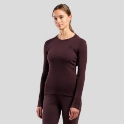 Bluza termoaktywna damska Odlo Merino 260 BL Top Crew Neck LS. Brązowe bluzy damskie ODLO, bez wzorów, sportowe, bez kołnierzyka, bez ramiączek. Za 365.99 zł.
