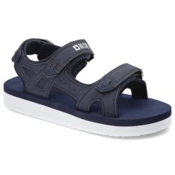 Granatowe Sandały Big Star Lekkie Buty Na Lato. Niebieskie sandały damskie BIG STAR, bez wzorów, ze skóry ekologicznej, bez obcasa, bez zapięcia. Za 139.00 zł.