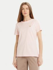 Guess T-Shirt V4YI09 J1314 Beżowy Regular Fit. Brązowe t-shirty damskie Guess, s, z aplikacjami, z bawełny, bez kołnierzyka, bez ramiączek. Za 109.99 zł.