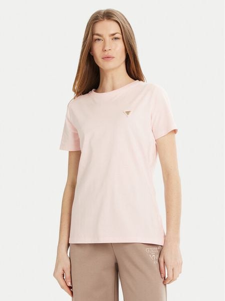 Guess T-Shirt V4YI09 J1314 Beżowy Regular Fit. Brązowe t-shirty damskie Guess, m, z aplikacjami, z bawełny, bez kołnierzyka, bez ramiączek. Za 79.99 zł.