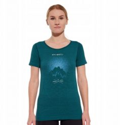 SS1272W Koszulka damska z krótkim rękawem OUTDOOR WOOL PRO zielony L - GÓRY 10. Zielone bluzki damskie Brubeck, l, bez wzorów, bez kołnierzyka, bez ramiączek. Za 309.82 zł.