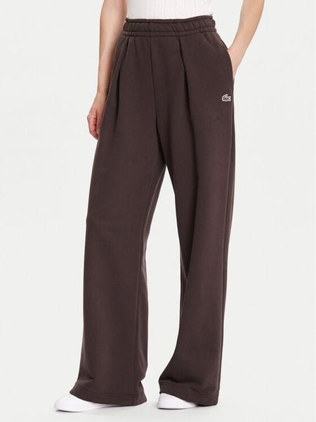 Lacoste Spodnie palazzo XF5248 Brązowy Wide Leg. Brązowe spodnie materiałowe damskie Lacoste, bez wzorów, z bawełny. Za 739.99 zł.