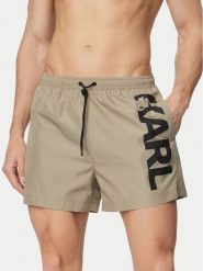 KARL LAGERFELD Szorty kąpielowe A1M46013 Beżowy Regular Fit. Brązowe kąpielówki męskie KARL LAGERFELD, bez wzorów, z syntetyku. Za 339.99 zł.