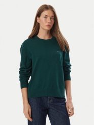Tommy Jeans Sweter Essential DW0DW23360 Zielony ciemny Regular Fit. Zielone swetry nierozpinane damskie Tommy Jeans, xxs, bez wzorów, z bawełny, bez kołnierzyka, bez ramiączek. Za 369.99 zł.