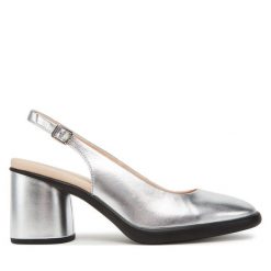 Sandały ECCO. Szare sandały damskie ecco, bez wzorów, bez obcasa, na słupku, bez zapięcia. Za 499.99 zł.