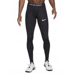 Legginsy Sportowe Męskie Nike Pro Training. Czarne buty sportowe męskie Nike, bez wzorów, z materiału, bez zapięcia, na fitness i siłownię. Za 140.80 zł.