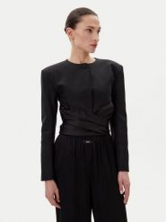 Eleh Marynarka ESS250171 Czarny Regular Fit. Czarne marynarki i żakiety damskie Eleh, bez wzorów, z syntetyku, bez kołnierzyka, bez ramiączek. Za 479.99 zł.