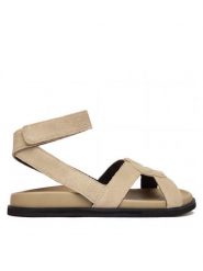 BOSS Sandały Freyah 50563358 Beżowy. Brązowe sandały damskie Boss, bez wzorów, ze skóry, bez obcasa, na płaskiej podeszwie, bez zapięcia. Za 899.99 zł.