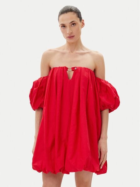 PINKO Sukienka letnia 105211 A2LD Czerwony Regular Fit. Czerwone sukienki damskie Pinko, na lato, l, bez wzorów, z bawełny, bez kołnierzyka, bez ramiączek. Za 669.99 zł.