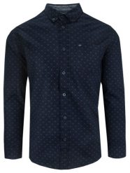 Koszula Casualowa, Granatowa w Drobny Wzór, Bawełniana, Długi Rękaw -PAKO JEANS. Niebieskie koszule męskie Pako Jeans, bez wzorów, z bawełny, casualowe, bez kołnierzyka, bez ramiączek. Za 169.00 zł.