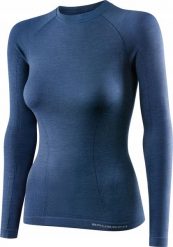 Brubeck LS12810 Koszulka damska z długim rękawem ACTIVE WOOL jeansowy S. Bluzki damskie Brubeck, s, bez wzorów, z jeansu, bez kołnierzyka, bez ramiączek. Za 273.88 zł.