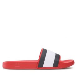 Klapki Tommy Hilfiger. Czerwone klapki męskie Tommy Hilfiger, bez wzorów, bez zapięcia. Za 199.99 zł.