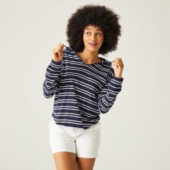 Minerve V-Neck damska bluza z kapturem. Czerwone bluzy damskie Regatta, bez wzorów, z bawełny, eleganckie, bez ramiączek, z kapturem. W wyprzedaży za 64.99 zł.