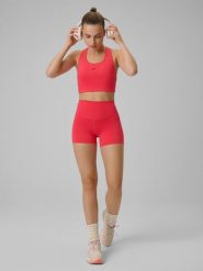4F Legginsy krótkie treningowe damskie - czerwone L. Czerwone legginsy sportowe damskie 4F, l, bez wzorów, z podwyższonym stanem, krótkie. Za 79.99 zł.