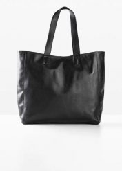 Torebka skórzana typu shopper XXL. Czarne shopperki damskie bonprix, bez wzorów, bez dodatków. Za 279.99 zł.