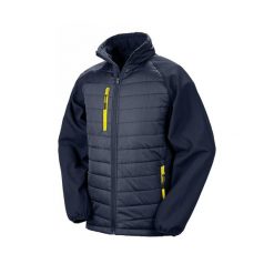 Kurtka puchowa z recyklingu Result Softshell Black Compass Softshell. Niebieskie kurtki męskie RESULT, m, bez wzorów, z materiału, bez kaptura. Za 225.40 zł.