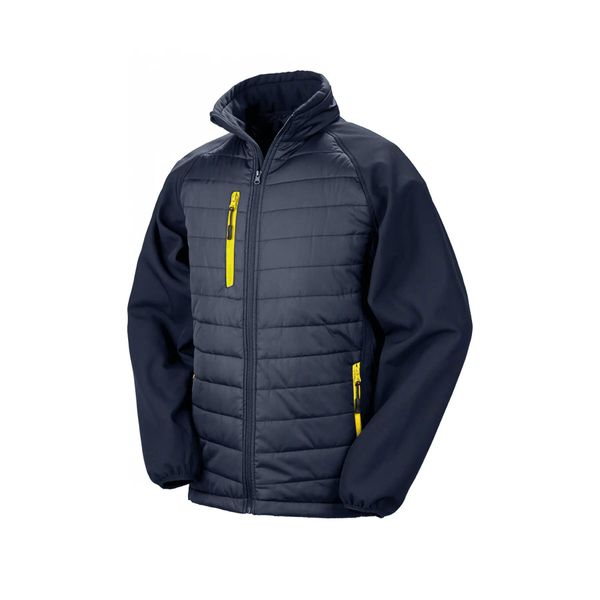 Kurtka puchowa z recyklingu Result Softshell Black Compass Softshell. Niebieskie kurtki męskie RESULT, m, bez wzorów, z materiału, bez kaptura. Za 228.65 zł.
