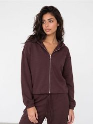 Rozpinana bluza dresowa z kapturem, z grubej prążkowanej dzianiny - czerwony. Czerwone bluzy damskie Sinsay, l, bez wzorów, z dresówki, sportowe, bez ramiączek, z kapturem. Za 59.99 zł.