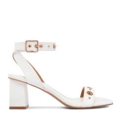 Sandały MEXX. Białe sandały damskie Mexx, bez wzorów, bez obcasa, na słupku, bez zapięcia. Za 179.99 zł.