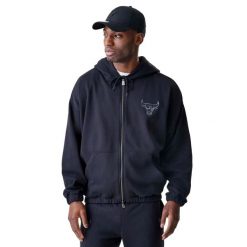 New Era Nba Linear Fz Hoodie Chibul Dorośli. Czarne bluzy męskie New Era, m, bez wzorów, casualowe, bez ramiączek, bez kaptura. Za 401.50 zł.