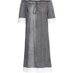 Sukienka shirtowa z materiału w optyce dżinsu bonprix antracytowy. Szare sukienki damskie bonprix, bez wzorów, z koronki, bez kołnierzyka, bez ramiączek. Za 59.99 zł.