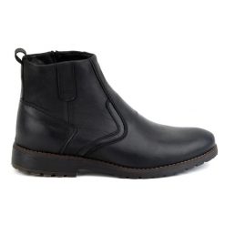 KOMODO Buty męskie trzewiki skórzane zimowe 924K czarne. Czarne botki męskie na zimę, bez wzorów, ze skóry, eleganckie, bez obcasa, bez zapięcia. Za 438.49 zł.