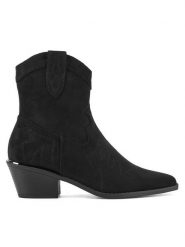 DeeZee Kowbojki HY80057-2 Czarny. Czarne botki damskie DeeZee, bez wzorów, z materiału, bez obcasa, na słupku, bez zapięcia. Za 179.99 zł.