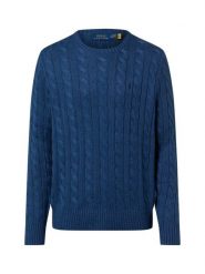 Polo Ralph Lauren Męski sweter z dzianiny Mężczyźni Bawełna niebieski jednolity, M. Niebieskie swetry męskie Polo Ralph Lauren, m, bez wzorów, z bawełny, eleganckie, bez kołnierzyka, bez ramiączek. Za 949.95 zł.