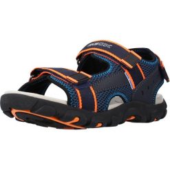 Sandały GEOX JR SANDAL STRADA A Niebieski. Niebieskie sandały męskie Geox, na lato, bez wzorów, ze skóry, bez zapięcia. Za 139.99 zł.
