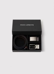 PAKO LORENTE - Dwustronny skórzany pasek z matową klamrą. Brązowe paski męskie Pako Lorente, ze skóry. Za 139.99 zł.