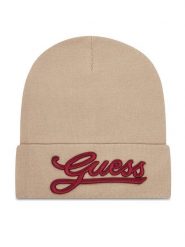 Guess Czapka AW5400 POL01 Beżowy. Brązowe czapki damskie Guess, na zimę, z aplikacjami, z materiału. Za 159.99 zł.