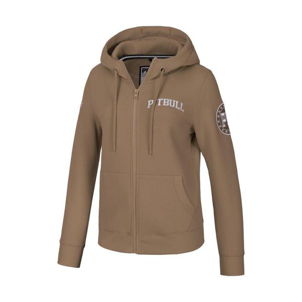 Bluza damska Pitbull rozpinana z kapturem Tyrian. Brązowe bluzy damskie PITBULL, xs, bez wzorów, sportowe, bez ramiączek, z kapturem. Za 249.00 zł.