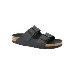 Klapki unisex Birkenstock Arizona Birkoflor. Czarne klapki damskie Birkenstock, na lato, bez wzorów, z materiału, bez obcasa, bez zapięcia. Za 674.00 zł.