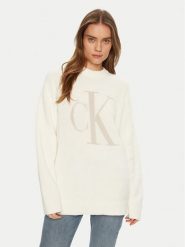 Calvin Klein Jeans Sweter Intrasia J20J224799 Écru Relaxed Fit. Swetry nierozpinane damskie Calvin Klein Jeans, l, bez wzorów, z bawełny, bez kołnierzyka, bez ramiączek. Za 299.99 zł.