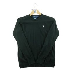 Second life - Sweter męski Pima Cotton z okrągłym dekoltem czarny - Jak nowy. Czarne swetry męskie Ralph Lauren, m, bez wzorów, z bawełny, eleganckie, bez kołnierzyka, bez ramiączek. Za 212.96 zł.